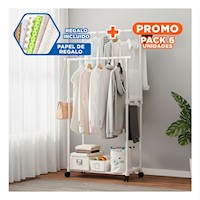 Pack6 Mueble Colgador Doble de Ropa Blanco Moderno y Funcional para Habitacion Y+Papel Regalo